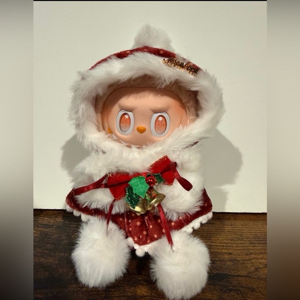 Labubu outfit- Holiday/Winter hooded cape with fur trim
